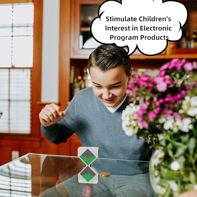 Locerodi Electronic Hourglass - an Electronic Hourglass with Gravity Sensing Composed of 128 LED Lights, A Unique Sensory Toy for Relaxation, Built-in Rechargeable Battery (Green, Unable to time)