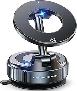 Magnetic Suction Cup Phone Mount for Magsafe, 360° Adjustable Magnetic Car Phone Holder, Pocket Size Foldable Portable Cell Phone Holders for Your Car for iPhone 16 Pro Max 15 14 13 12 Plus