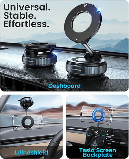 Magnetic Suction Cup Phone Mount for Magsafe, 360° Adjustable Magnetic Car Phone Holder, Pocket Size Foldable Portable Cell Phone Holders for Your Car for iPhone 16 Pro Max 15 14 13 12 Plus