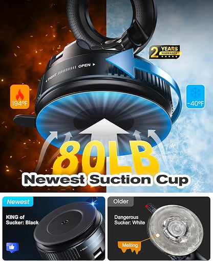 Magnetic Suction Cup Phone Mount for Magsafe, 360° Adjustable Magnetic Car Phone Holder, Pocket Size Foldable Portable Cell Phone Holders for Your Car for iPhone 16 Pro Max 15 14 13 12 Plus