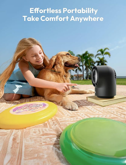 Aecooly Touch Control Desk Fan, 100 Speeds Quiet Bedroom Digital Display 8000mAh 3 Oscillation Angles Battery Powered Small Desktop Table Fan for Bedroom, Bedside, Office, Travel -Black