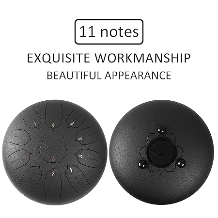 Steel Tongue Drum - 11 Notes 12 inches - Percussion Instrument -Handpan Drum with Bag, Music Book, Mallets, Finger Picks