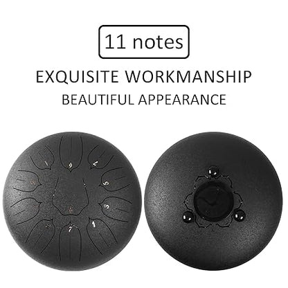 Steel Tongue Drum - 11 Notes 12 inches - Percussion Instrument -Handpan Drum with Bag, Music Book, Mallets, Finger Picks