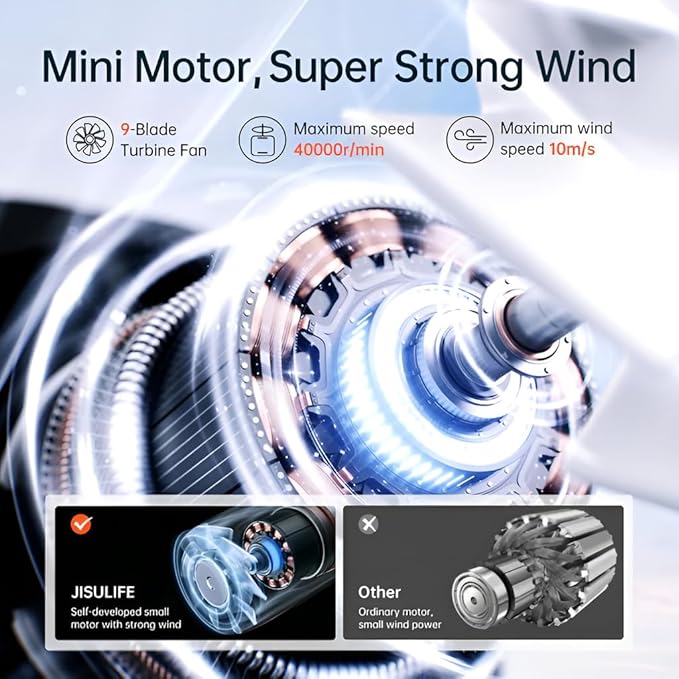 ISULIFE Handheld Fan Life9, 3600mAh Mini USB Rechargeable Personal Makeup/Lash Fan, 5 Speeds for Women Men Travel Camping - Black