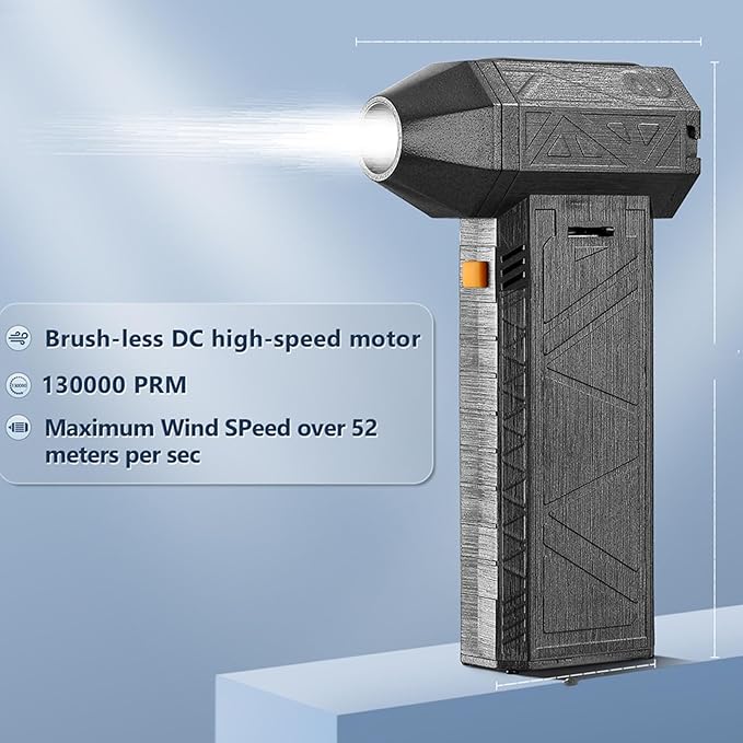 Jet Dry Blower, 130000RPM Cordless Handheld Powerful Brushless Motor with High Speed Turbofan, 3 Speed Adjustments, Portable Air Duster for PC Car Outdoor