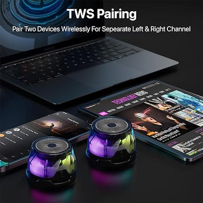 Vaku Luxos® 4-in-1 Magnetic Bluetooth Speaker 15W Wireless Charger for iPhone, iwatch & Airpods RGB Light 7 Hours Listening Time TWS Pairing Portable Phone Stand