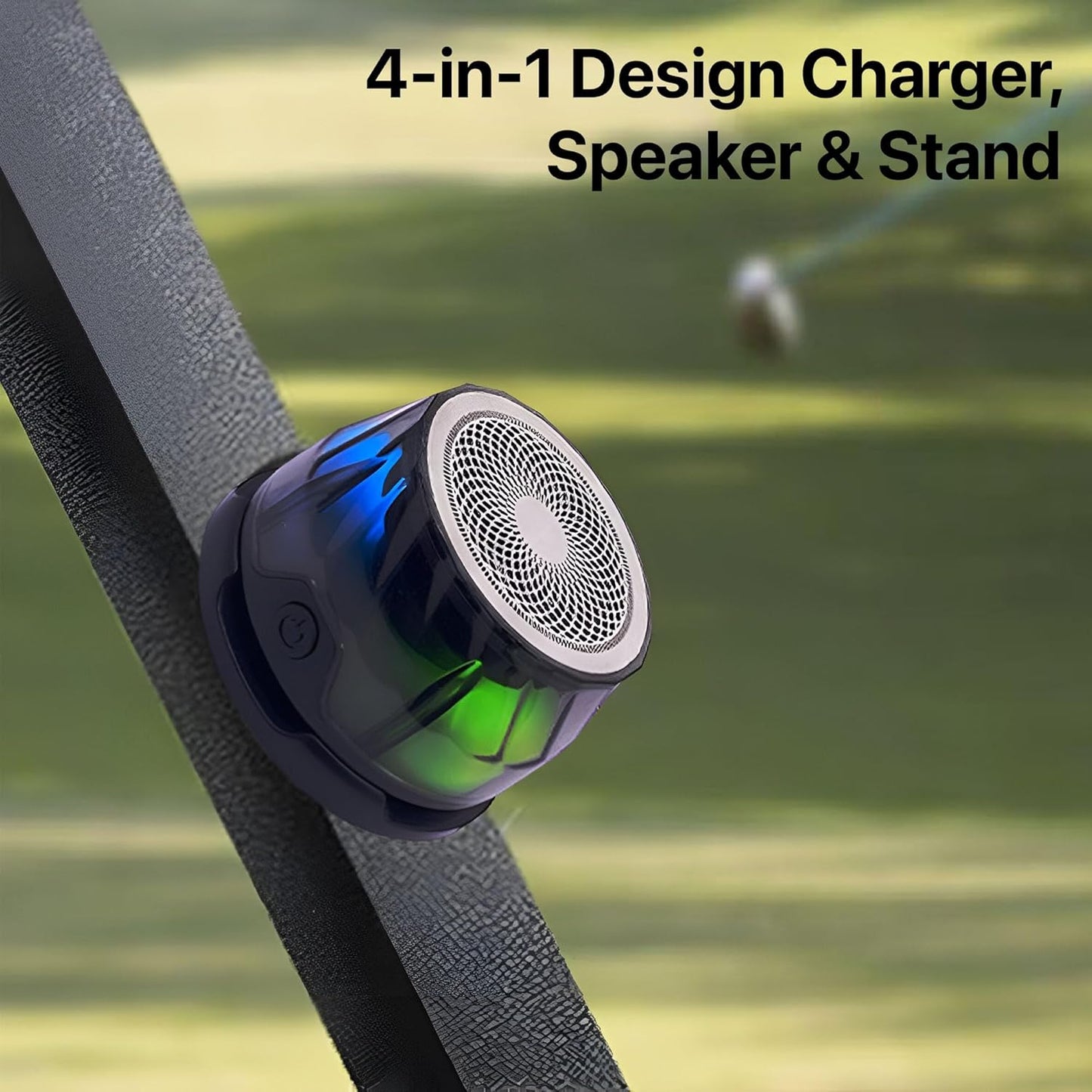 Vaku Luxos® 4-in-1 Magnetic Bluetooth Speaker 15W Wireless Charger for iPhone, iwatch & Airpods RGB Light 7 Hours Listening Time TWS Pairing Portable Phone Stand