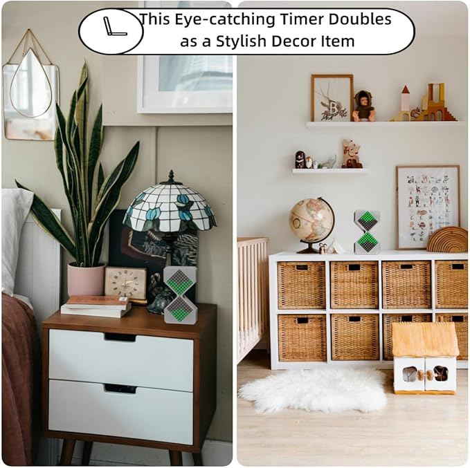 Locerodi Electronic Hourglass - an Electronic Hourglass with Gravity Sensing Composed of 128 LED Lights, A Unique Sensory Toy for Relaxation, Built-in Rechargeable Battery (Green, Unable to time)